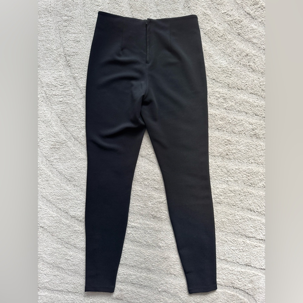 H&M Black High Waist Ribbed Pants with Zipper Detail at Ankles - Picture 2 of 6